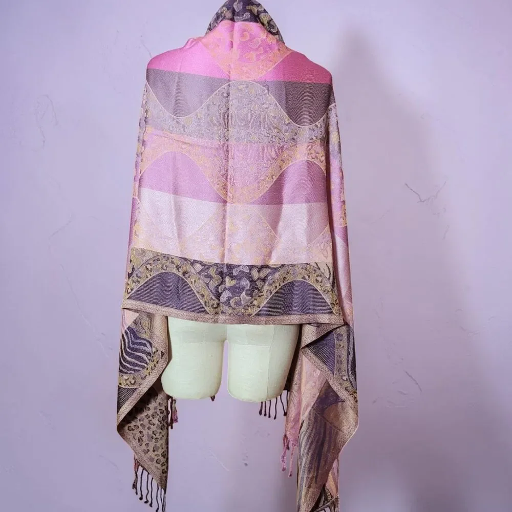 Purple / Pink / Gold Pashmina Scarf